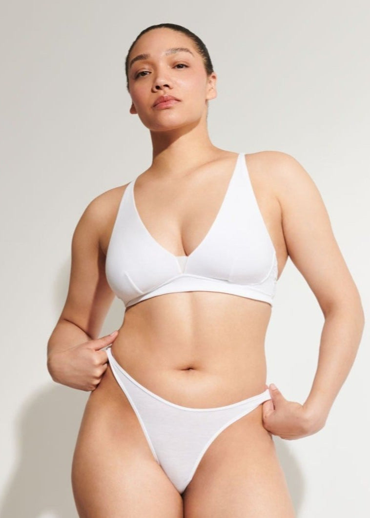 Gracelynne Plunge Bralette|White