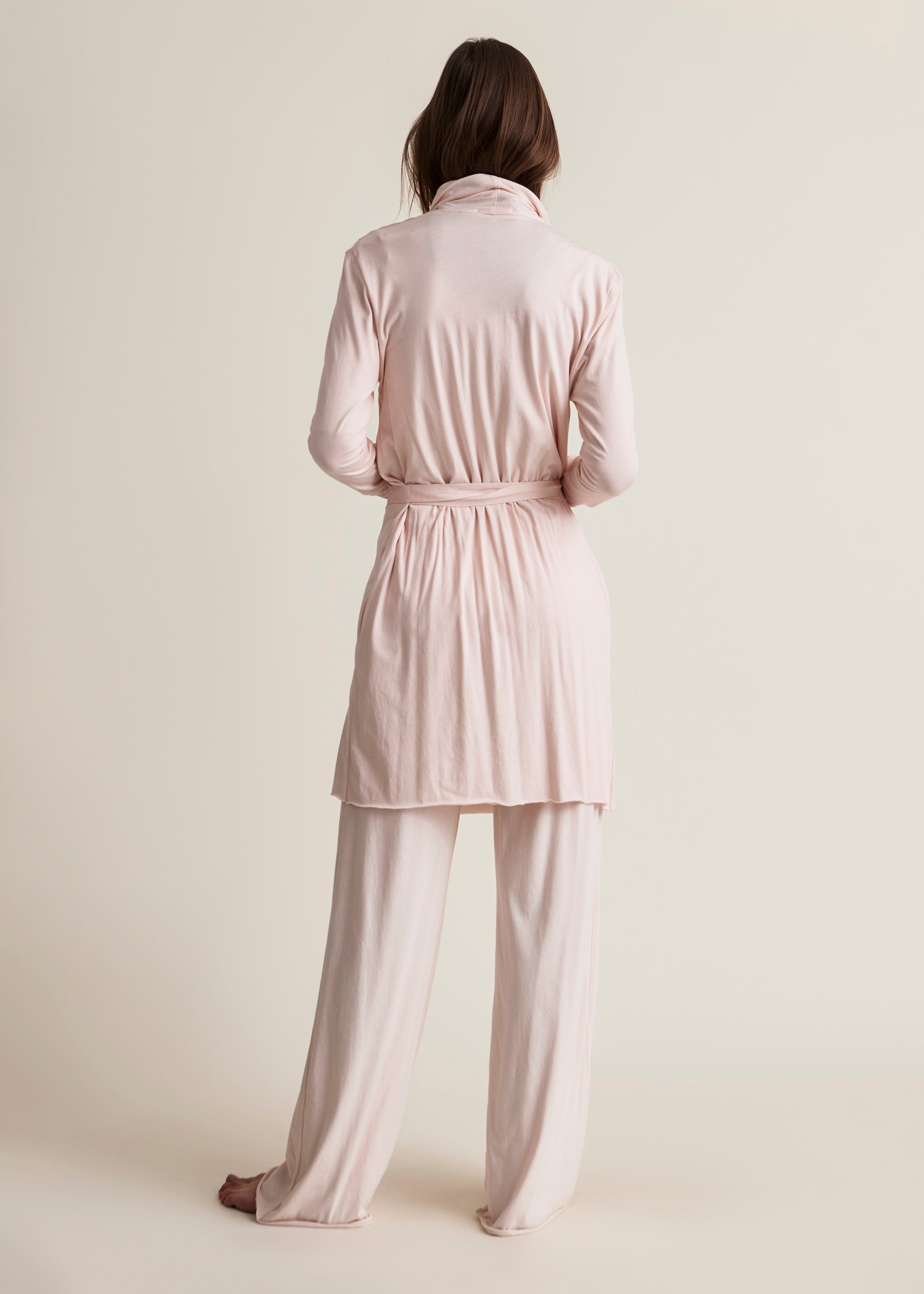 Basic Double Layer Wrap Robe|Pearl Pink