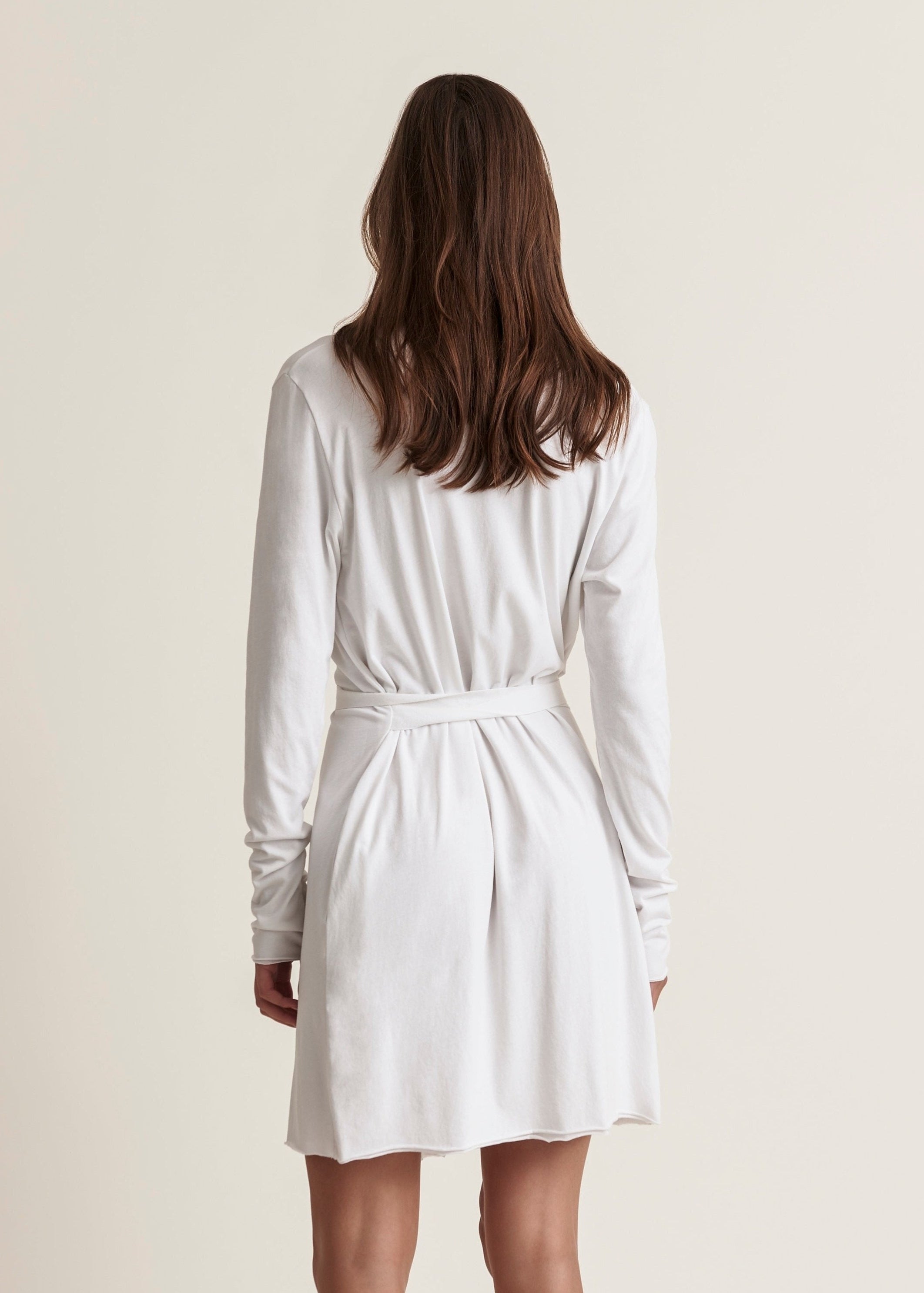 Basic Double Layer Wrap Robe|White